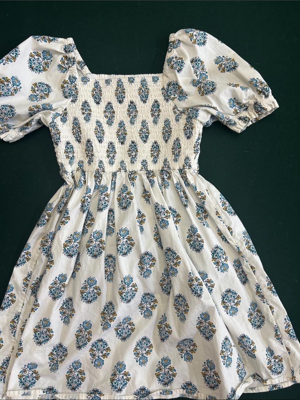 Crewcuts Cream Dress with Blue Floral Print
